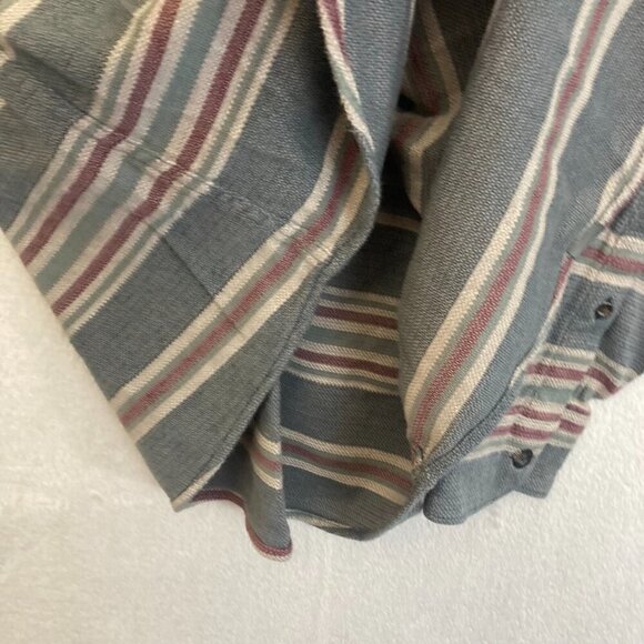 Ascend Mens Flannel Long Sleeve Button Up Shirt Medium M Pocket Textured Stripes - Picture 9 of 11